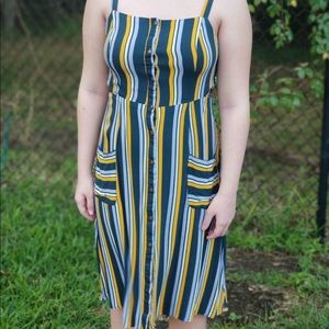 Striped mid length dress